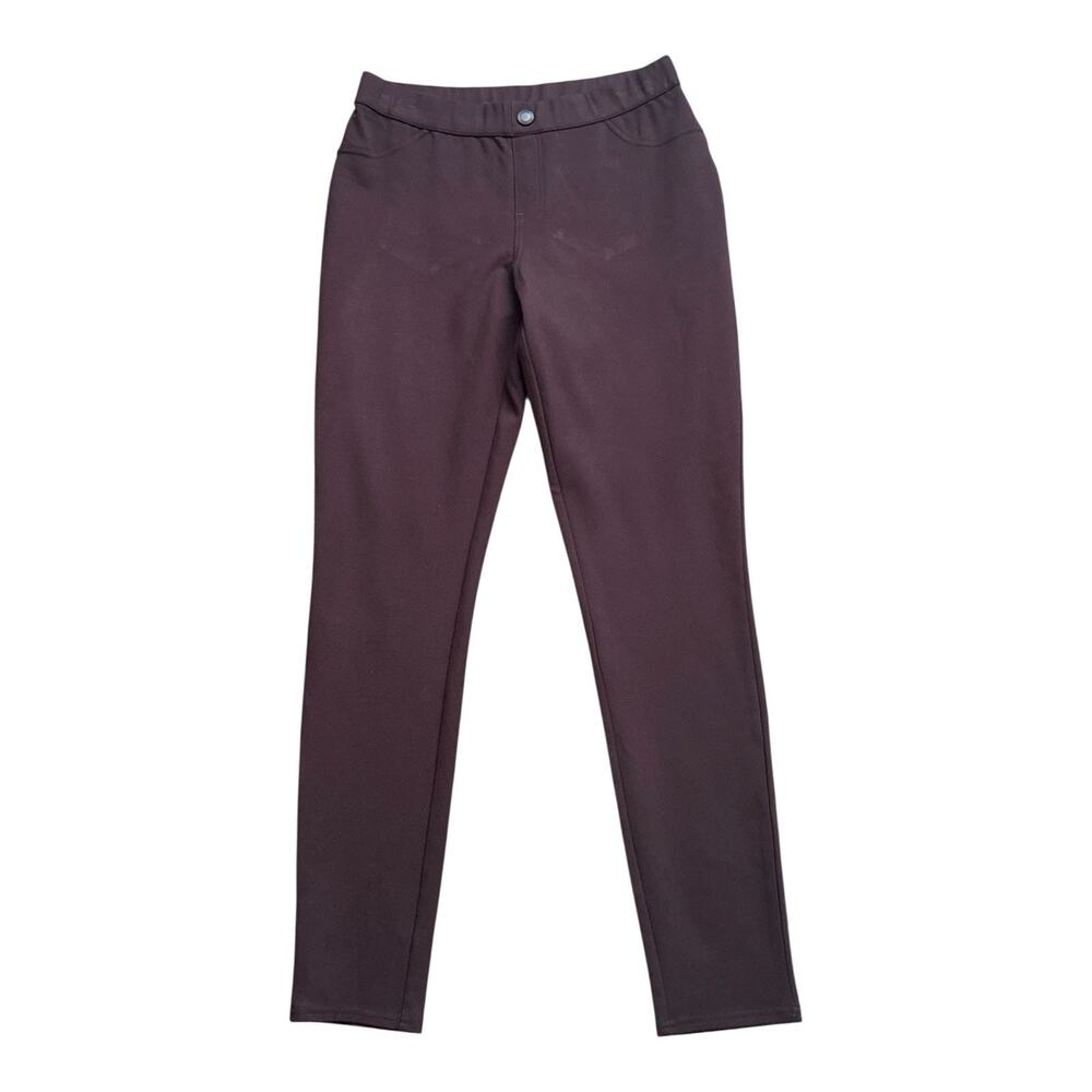 Khakis & Co Skinny Pants Womens Small Brown Pull On Stretch Rayon Elastic Waist